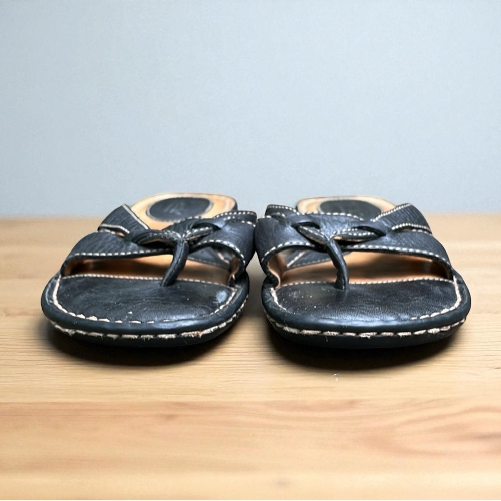 Born Black Leather Cross-Strap Slide Sandals - Picture 7 of 11